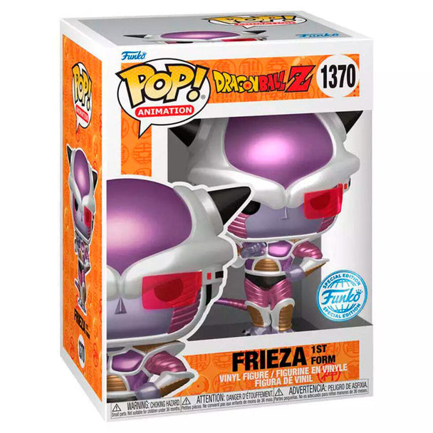 Figurine Funko POP exclusive de Frieza de Dragon Ball Z en vinyle, hauteur 9 cm, présentée dans sa boîte cadeau.