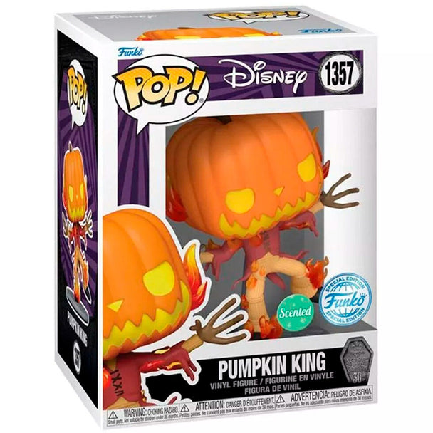 Figurine Funko POP Pumpkin King Disney Nightmare Before Christmas vue de face, en vinyle de 9 cm dans sa boîte cadeau