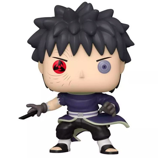Figurine Funko POP Obito Uchiha exclusive de Naruto Shippuden en vinyle, hauteur 9 cm, présentée dans sa boîte cadeau.