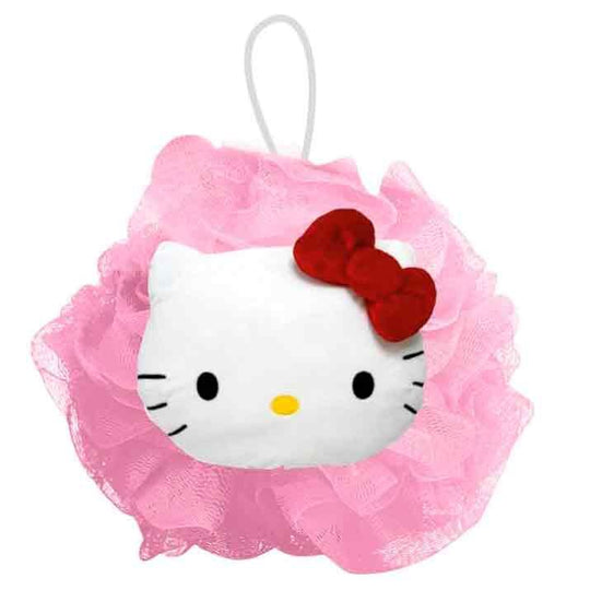 Détail de l'éponge Hello Kitty en 3D montrant la texture douce et les matériaux de haute qualité