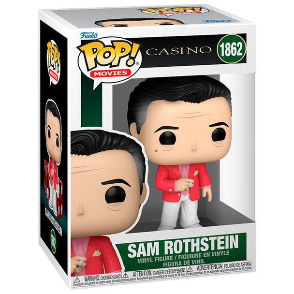 Vue rapprochée de la figurine Funko POP Casino Sam Rothstein avec détails précis et couleurs vives