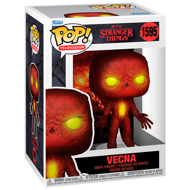 Figurine Funko POP Vecna de Stranger Things en vinyle, hauteur 9 cm, vue de face dans sa boîte cadeau officielle Netflix