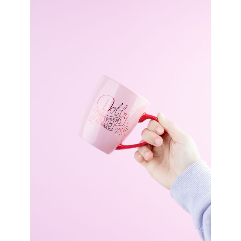 Ensemble du mug Harry Potter Dobby avec couvercle en silicone, présenté sous différents angles