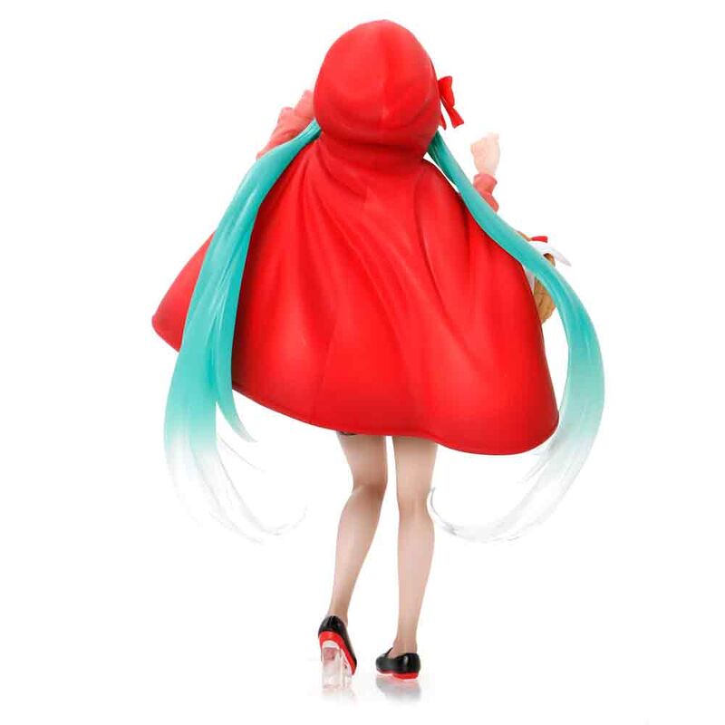 Vue latérale de la figurine Hatsune Miku 18cm avec sa cape rouge caractéristique