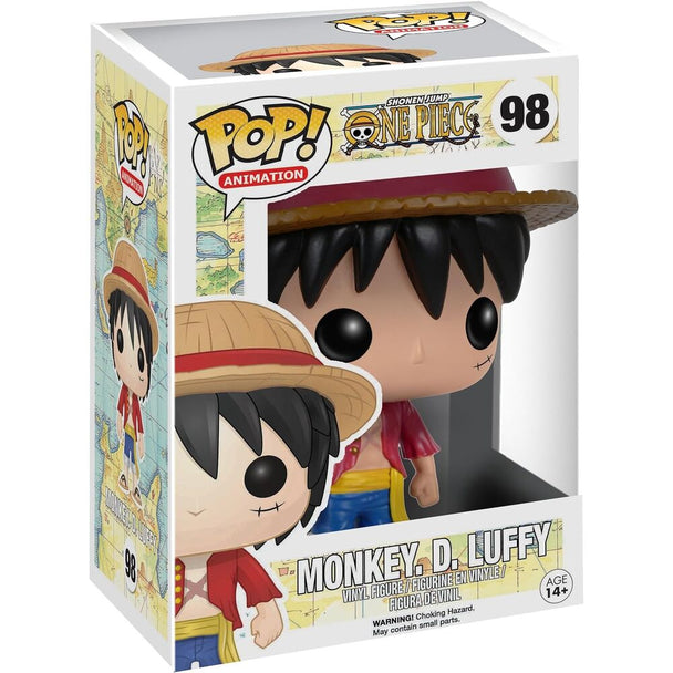 Figurine Funko POP Monkey D. Luffy de face avec son chapeau de paille et sa tenue rouge emblématique