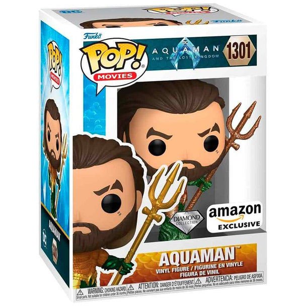 Figurine Funko POP Aquaman de 9 cm en vinyle, issue du film DC Comics Aquaman and the Lost Kingdom, présentée dans sa boîte cadeau.