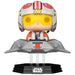 Vue latérale de la figurine FUNKO POP Luke Skywalker en T-47 Airspeeder, mettant en valeur les détails du véhicule et du personnage