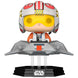 Vue latérale de la figurine FUNKO POP Luke Skywalker en T-47 Airspeeder, mettant en valeur les détails du véhicule et du personnage