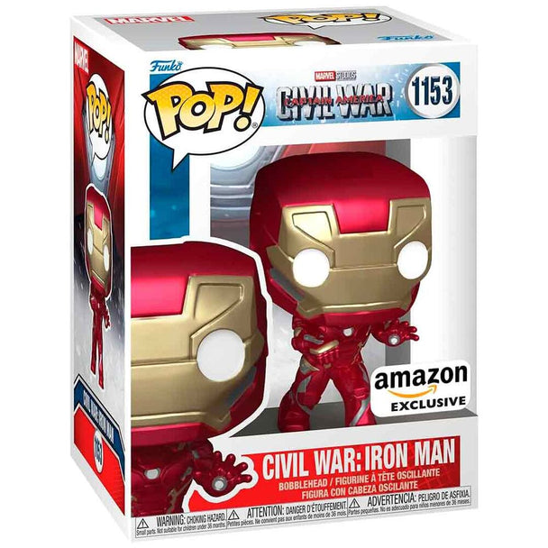 Figurine Funko POP Iron Man exclusive Civil War en vinyle 9 cm présentée dans sa boîte collector