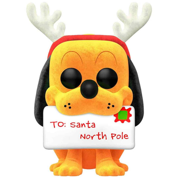 Vue rapprochée de la figurine Funko POP Pluto en édition Holiday avec détails festifs