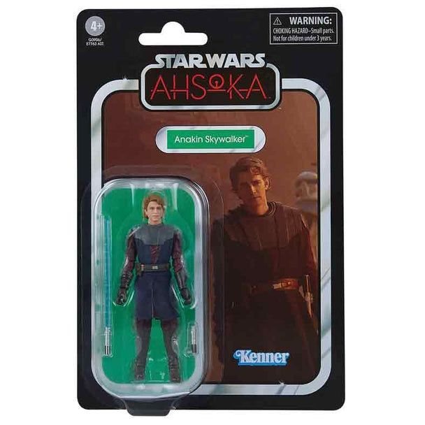 Figurine articulée Star Wars Ahsoka Tano et Anakin Skywalker 9,5cm vue de face avec accessoires