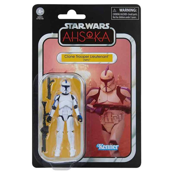 Figurine Star Wars Ahsoka Clone Trooper Lieutenant articulée de 9,5 cm vue de face avec accessoires
