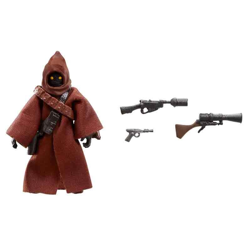Figurine Jawa Mos Eisley posée sur un socle, montrant ses articulations mobiles