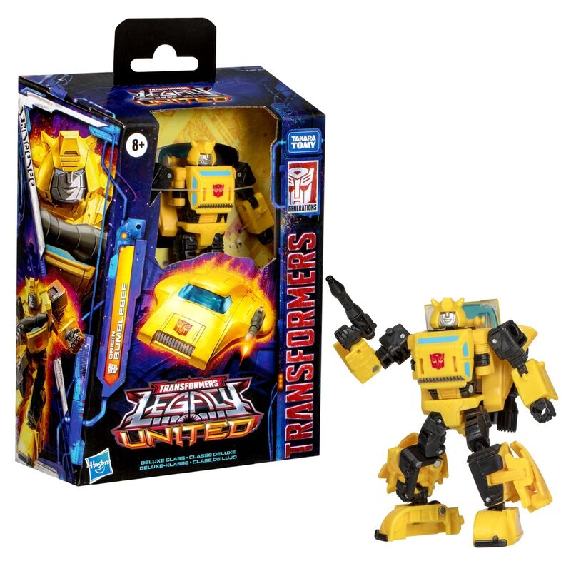 Figurine Bumblebee en position dynamique mettant en valeur sa mobilité et finition.