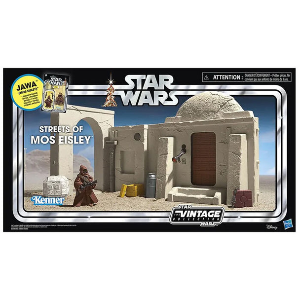 Figurine Jawa Mos Eisley articulée de 9,5 cm vue de face avec accessoires Star Wars