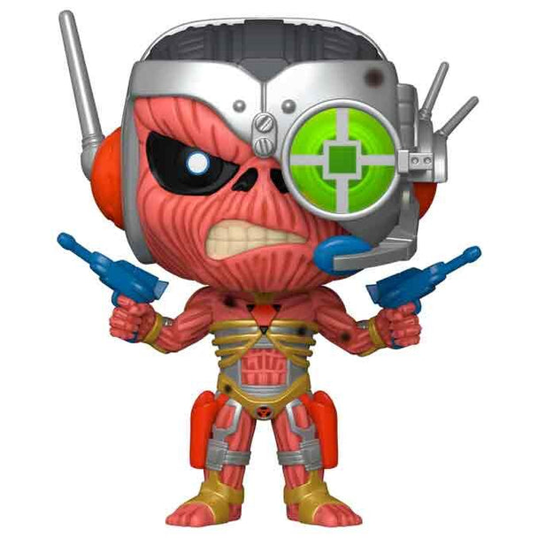 Figurine Funko POP Iron Maiden Cyborg Eddie vue de face en vinyle de 9 cm dans sa boîte cadeau