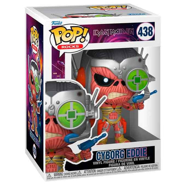 Emballage collector de la figurine Funko POP Iron Maiden Cyborg Eddie avec logo officiel FUNKO visible