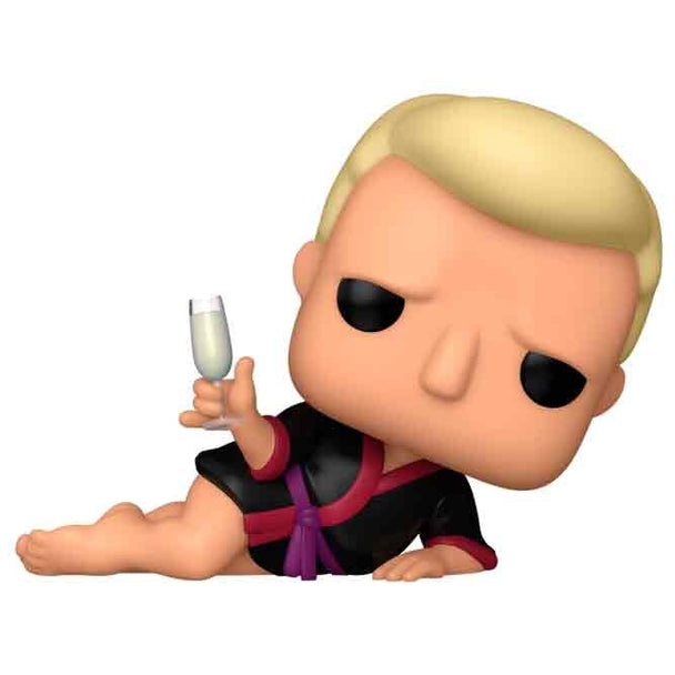 Boîte cadeau collector de la figurine Funko POP Zapp Brannigan, avec illustration colorée et logo Futurama visible.