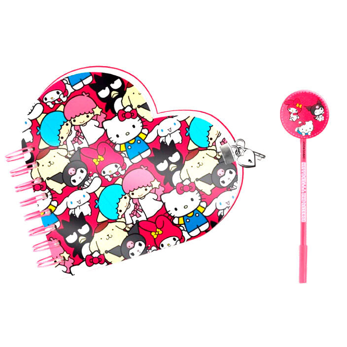 Set cahier Hello Kitty Friends avec stylo assorti, dimensions 24x23x2,5cm, design coloré et kawaii par KARACTERMANIA.