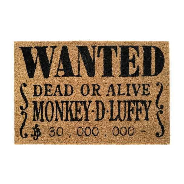 Paillasson One Piece avec illustration de Monkey D Luffy en position de combat, dimensions 60x40 cm