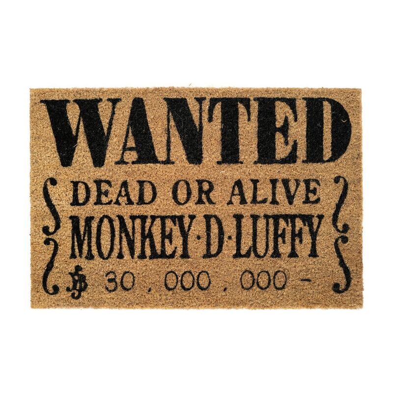 Paillasson One Piece avec illustration de Monkey D Luffy en position de combat, dimensions 60x40 cm
