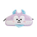 Vue de face de la trousse à crayons BT21 Mang en peluche avec fermeture éclair, couleur vive et design original.