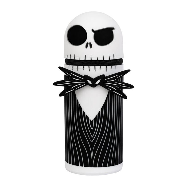 Vue de face de la trousse 3D Nightmare Before Christmas en silicone avec fermeture éclair noire