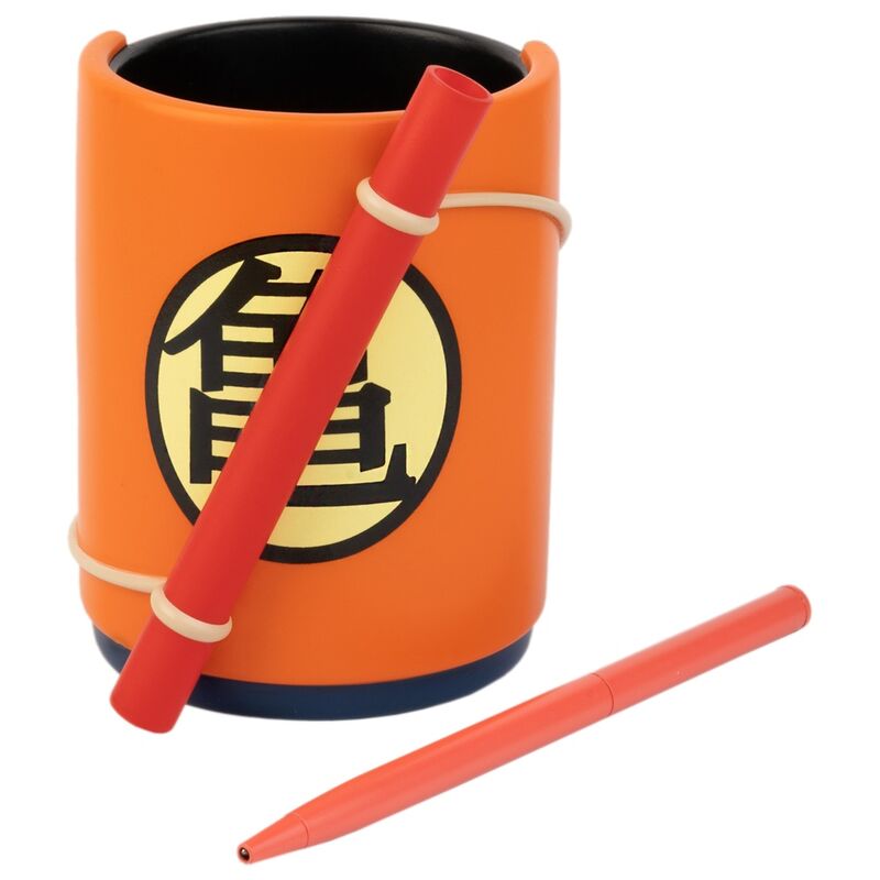 Porte-crayons Dragon Ball Z Son Goku en résine peinte avec stylo amovible, vue de face