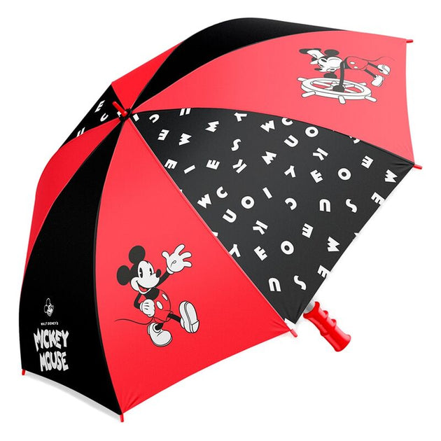 Parapluie pliant Disney Mickey Foodie ouvert avec motif coloré et structure métallique visible