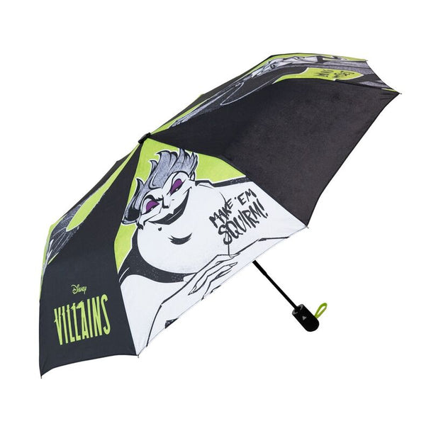 Parapluie pliant automatique Disney Villains Foodie ERIK ouvert avec motif méchants Disney visible