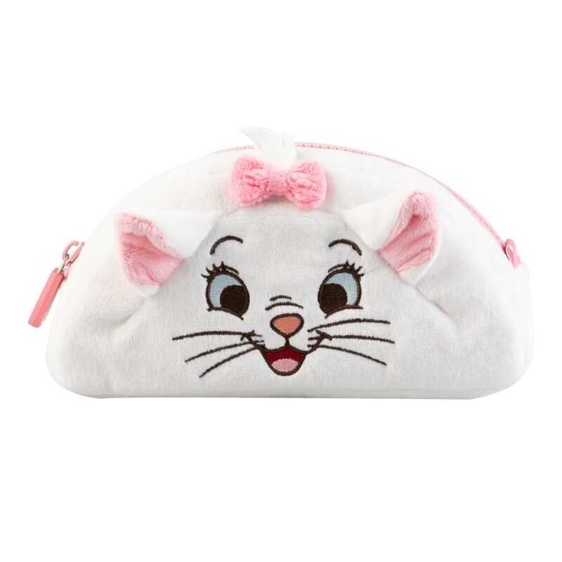 Vue de face de la trousse à crayons Disney Les Aristochats avec l'image de Marie sur fond rose clair