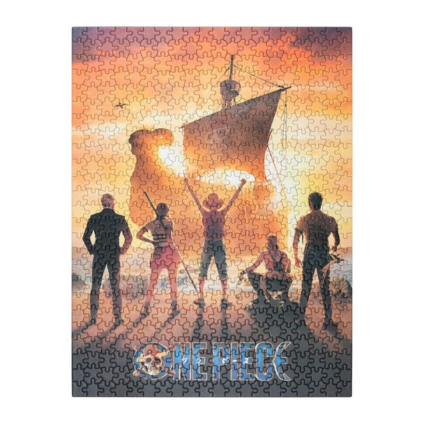 Packaging cylindrique élégant du puzzle One Piece 500 pièces avec le logo ERIK et illustration des Pirates au Chapeau de Paille