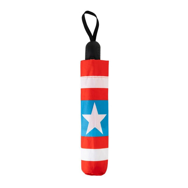 Détail de la poignée en PVC avec bouton d'ouverture automatique du parapluie Captain America ERIK