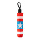 Détail de la poignée en PVC avec bouton d'ouverture automatique du parapluie Captain America ERIK