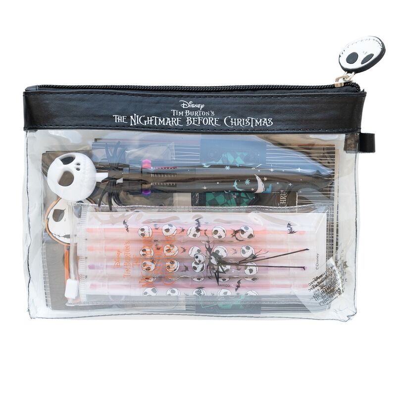 Zoom sur les 10 stylos colorés et les 4 surligneurs du kit papeterie Disney The Nightmare Before Christmas