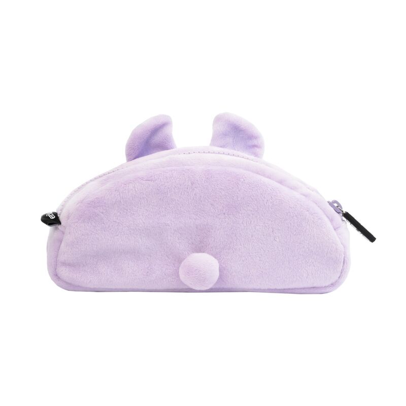 Gros plan sur la texture pelucheuse douce de la trousse BT21 Mang, mettant en valeur les détails du tissu.