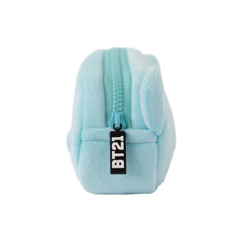 Vue latérale de la trousse BT21 Koya montrant sa texture pelucheuse et ses détails de couture
