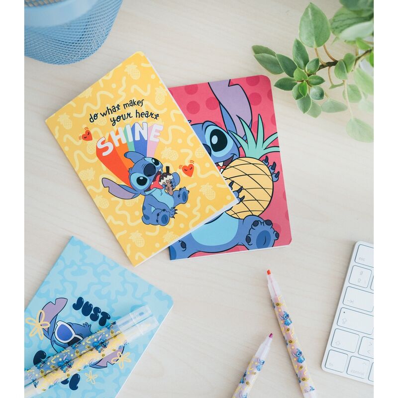 Porte-bloc en PU et PVC avec design Stitch, contenant les carnets et accessoires
