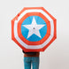 Parapluie Captain America ouvert montrant la structure métallique extensible et large diamètre