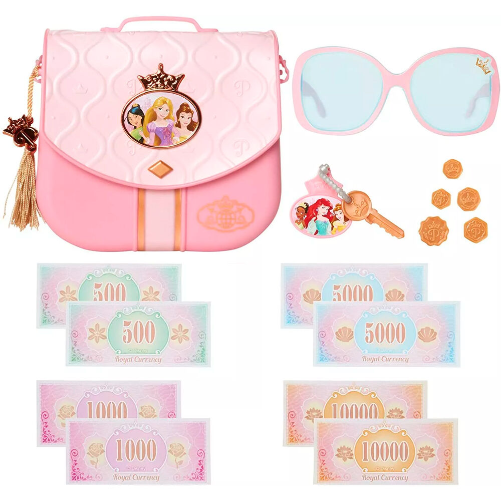 Ensemble de fausse monnaie colorée pour jouer avec le sac à main Disney Princess