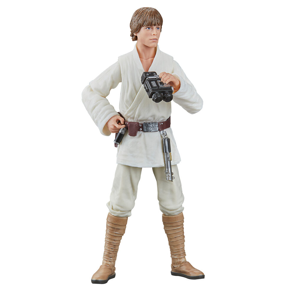 Vue latérale de la figurine Luke Skywalker montrant les détails du costume