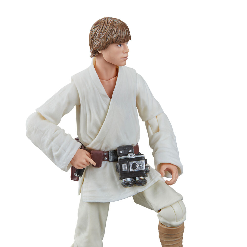 Ensemble complet : figurine Luke Skywalker et accessoires sur fond blanc