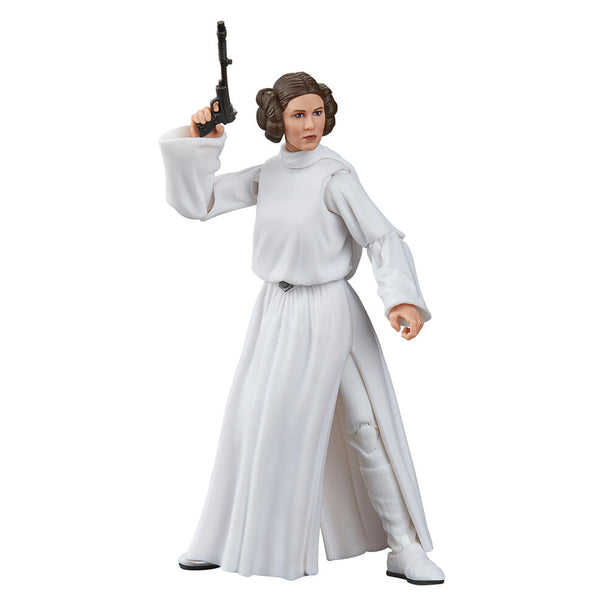 Détail du visage réaliste de la figurine Princess Leia Organa de la série Black Series