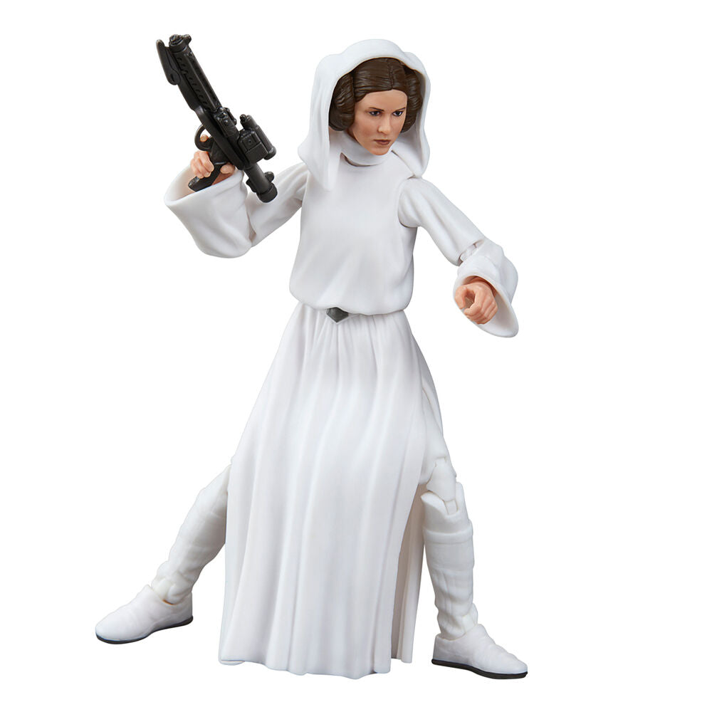Figurine Princess Leia en position dynamique avec bras articulés et blaster