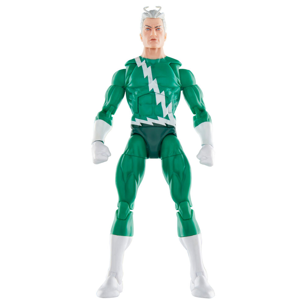 Gros plan sur le visage expressif de la figurine Quicksilver Marvel