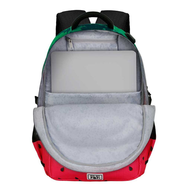 Sac à dos Oh My Pop! Melty Melon KARACTERMANIA vue de face avec design coloré et port USB intégré