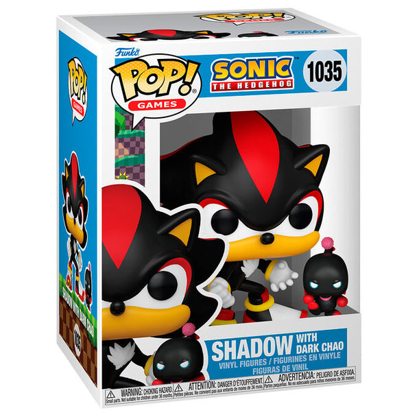 Figurine Funko POP Shadow de Sonic The Hedgehog en vinyle de 9 cm avec Dark Chao dans sa boîte cadeau