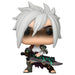Vue rapprochée de la figurine POP Funko Riven avec détails précis et couleurs vives sur fond blanc