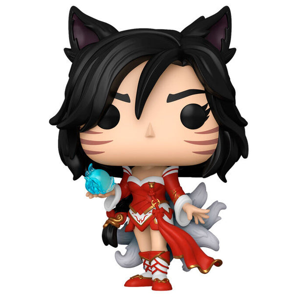 Vue rapprochée de la figurine Funko POP Ahri, personnage emblématique de League of Legends, en vinyle