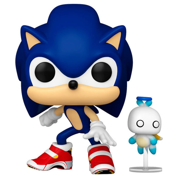 Vue rapprochée de la figurine Sonic The Hedgehog avec Chao en vinyle, idéale pour collectionneurs et fans.
